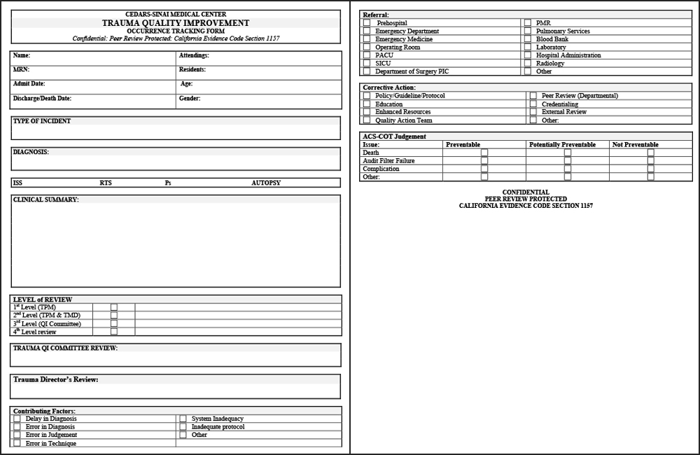 Cedars-Sinai PIPS Tracking Form