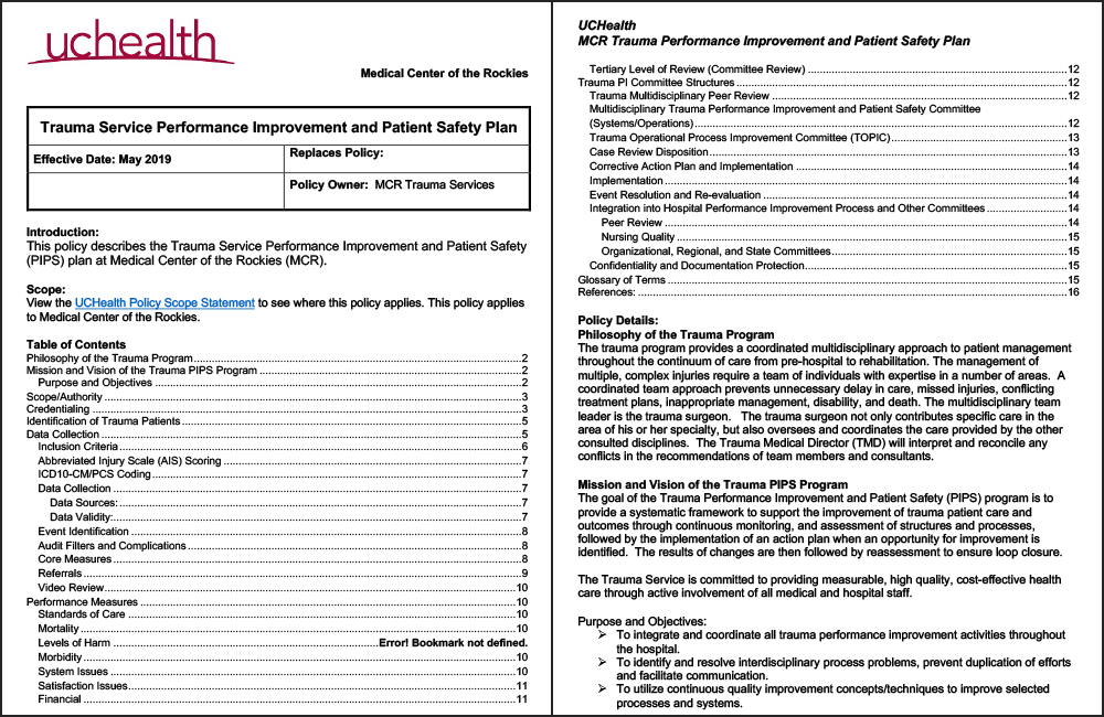 UC Health; PI Safety Plan